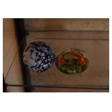 DENMARK PAPER WEIGHT AND GLASS BLOWN BALL