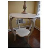 PAINTED TWO TIER TABLE W/ TURNED LEGS