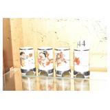 4 HAND PAINTED ORIENTAL SAKE CUPS SEE MAKER MARK