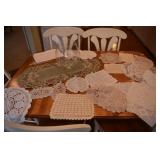 GROUP OF LINENS SOME HAND DONE, LARGE BRANDY