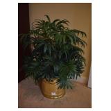 BRASS PLANTER W/ ARTIFICIAL PLANT