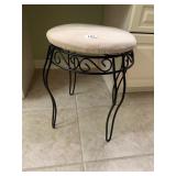 SUEDE TOP 18" METAL BASE VANITY STOOL 18" ROUND