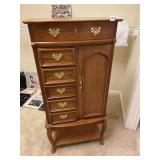 FANCY OAK JEWELRY ARMOIRE 45" H X 21.5" W X