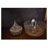 GLASS BOWL AND COVERED CANDY DISH