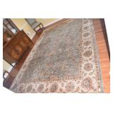 ETHAN ALLEN GREEN/IVORY WOOL/ SILK BLEND FACE