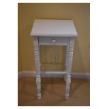 PAINTED WOOD 1 DRAWER STAND 27" H X 14" SQUARE