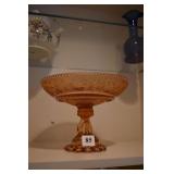 AMBER DEPRESSION PEDESTAL DISH