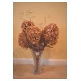 CRYSTAL ETCHED VASE W/ DRIED FLOWERS