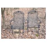 PAIR OF WROUGHT IRON ARM CHAIRS