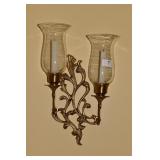 WALL SCONCES BRASS W/ 2 GLASS SHADES
