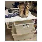 2 STORGE TOTES AND ICE BUCKET