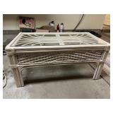 WICKER 18" H GLASS TOP COFFEE TABLE 38" W X 20" D