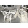 CAST ALUMINUM PATIO SET WITH 4 CHAIRS, NEW CUSHION
