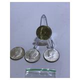 4 - 1964 KENNEDY HALVES CLEAN