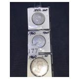 1960 DOLLAR, 1952, 1960 HALF DOLLARS CANADIAN