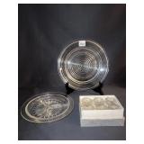 ROUND GLASS PLATE 10", 3 SECTION SERVING DISH 9",