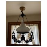 VICTORIAN HANGING LAMP WITH GLASS SHADE