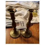 BRASS CANDLE STICKS PAIR 9.5" H