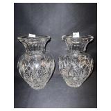POLAND CRYSTAL ETCHED VASES 9" H