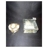 LEAD GLASS BOX, HEART SHAPE CAMEO TOP BOX BY