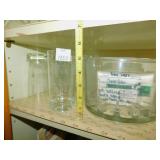 6 ETCHED TUMBLERS AND VINTAGE CHEESE BOWL