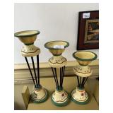 YELLOW PILLAR CANDLE HOLDER TRIO, 14, 12, 10",