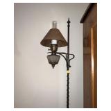 63" H METAL FLOOR LAMP W/ OIL LAMP CENTER