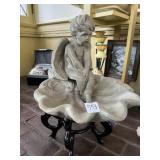 STONE GARDEN STATUE OF CHERUB ON A SHELL, 2