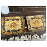 2 HAND PAINTED SERVING TRAYS WITH FLORAL DESIGN