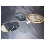 8 - 5.5" ROUND MIRRORS, OVAL GOLD EDGE 10" DISH