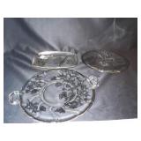 3 PIECE SILVER OVERLAY SERVING PLATE, SERVING