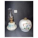 TWO ANTIQUE OIL LAMPS 3" & 6.5" FLOWER DESIGN