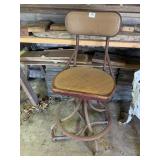 TALL CHAIR, ADJUSTABLE, WICKER SEAT, METAL BASE