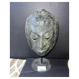 HANDMADE METAL MASK 7" WITH STAND 10"