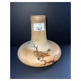 7-INCH-HIGH HANDCRAFTED POTTERY VASE WITH BIRD