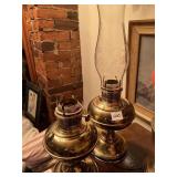 BRASS OIL LAMPS ELECTRIFIED RAYO WITH CHIMNEY ONE