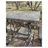 CEMENT TOP TABLE CAST IRON VASE 36" W X 18" D