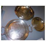 FOOTED SERVING TRAY 2 SERVING TRAYS SILVER PLATED