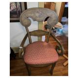 HAND PAINTED ARMCHAIR UPHL. SEAT SCROLL ARM REPRO
