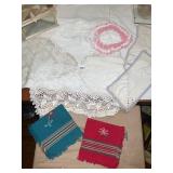 TRIANGLE DISPLAY BOX AND MISC. HAND STITCHED