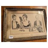 CHARLES GIBSON PRINT - WOMAN READING BOOK 23.5" H