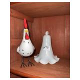 WHITE SMOKE BELL AND ROOSTER FIGURE