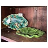 TWO CERAMIC DISHES PUERTO RICO DISH W/ FROG 8" L