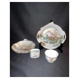 JAPAN BOWLS W/ HANDLE, HAND PAINTED AND MELBA