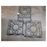 3 SMALL METAL PLANT STANDS, 11" HX10.5X10.5"