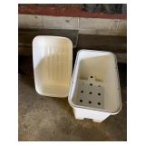 WHITE IKEA BENCH WITH STORAGE OR RAISED PLANTER,