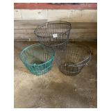 QUANTITY OF 4 - METAL WIRE BUSHEL BASKET, 10" H