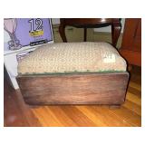 PINE BASE OTTOMAN UPHL. TOP HINGED W/ STORAGE