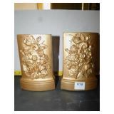SET OF 2 BORGHESE BOOKENDS, GOLD WITH FLORAL