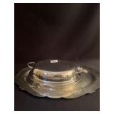 REED BARTON 3 PC. SERVER SILVERPLATE, OVAL TRAY